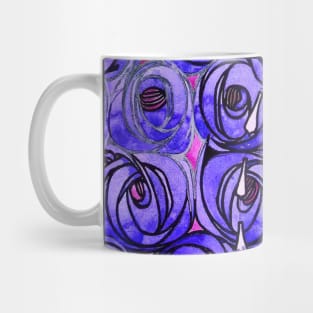 BLUE ROSES AND TEARDROPS Art Nouveau Floral Mug